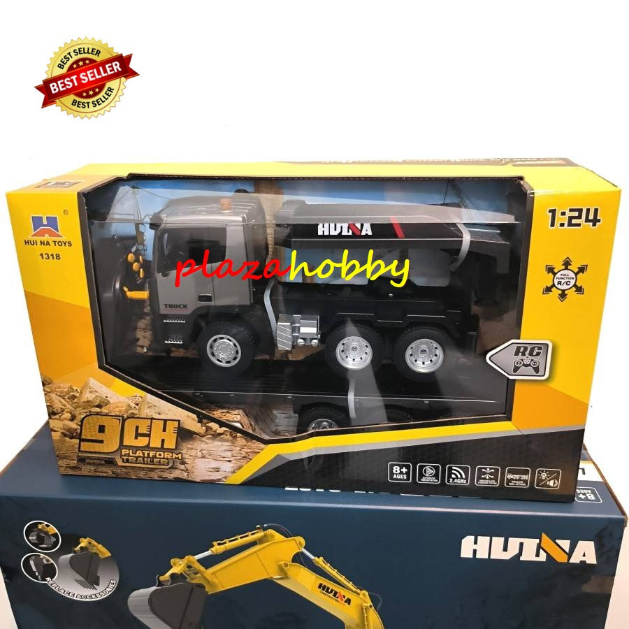 HUINA 1318 rc truck trailer flat bed diecast 9CH truck rc konstruksi