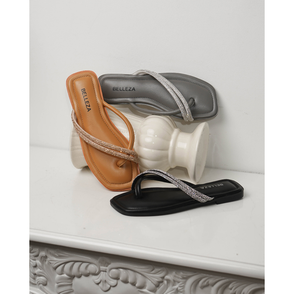 NEW BELLEZA- Tara Crystal Sandal Flat Teplek Mewah Nyaman