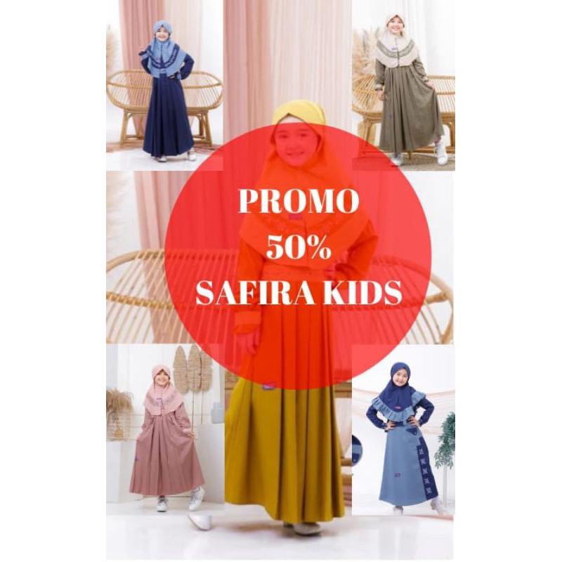 PROMO BIG SALE 50% ll Gamis anak katun AL HALLY - SAFIRA KIDS ll Dress muslim anak set khimar ll Ter