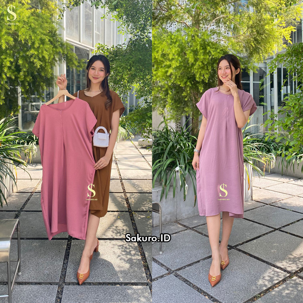 Ayana Dress Daster Polos Crincle Premium Busui Ukuran Jumbo / Dress Crincle Aksen Resleting Depan