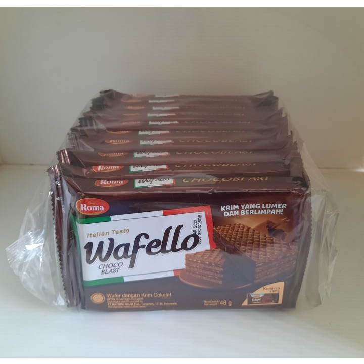 

ROMA WAFELLO 48 GRAM PAK ISI 10 PCS CHOCOBLAST