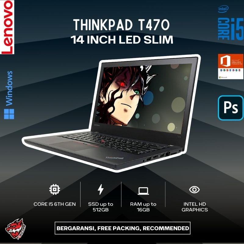 Laptop Lenovo Thinkpad T470 T460 Core i7 / i5 RAM 8GB Second Like New Bergaransi