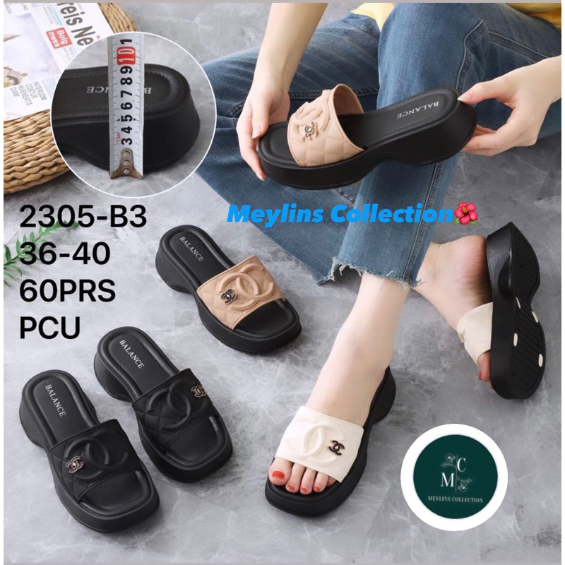 Sandal wanita selop wedges Motif jelly import premium 2305