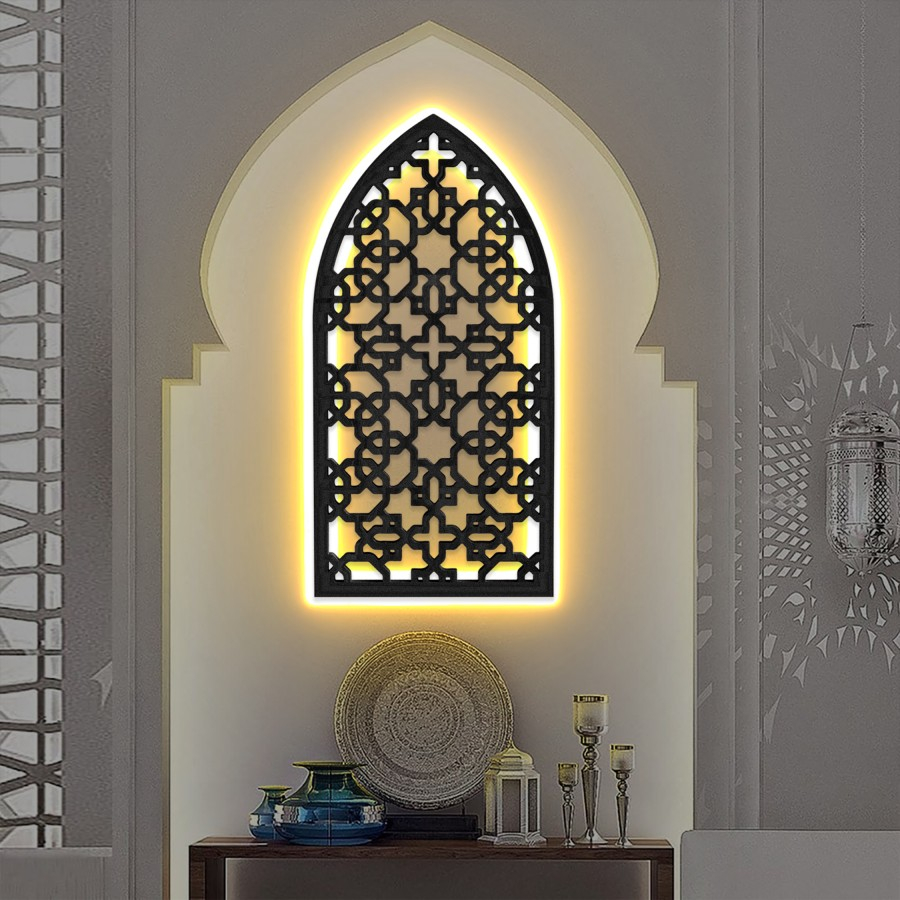 Hiasan Dinding Mihrab Mushola Rumah - Dekorasi Mihrab Dinding + LED
