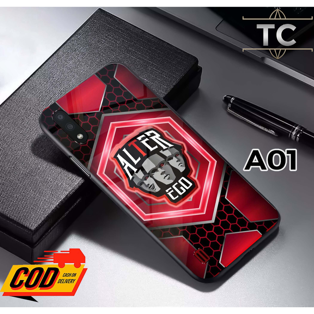 Softcase Glass Kilau glossy Fashion Motif Team Esport- Case Samsung A01 kaca glossy Casing Hp Samsun