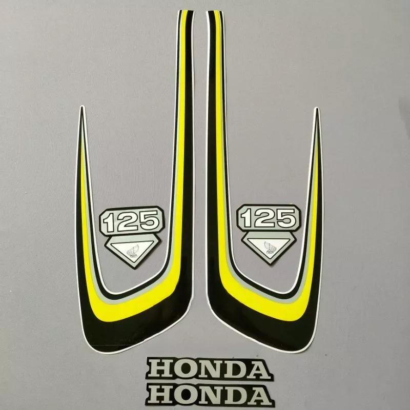 stiker striping honda cb100 cb 125 1976 hitam kuning lis body original