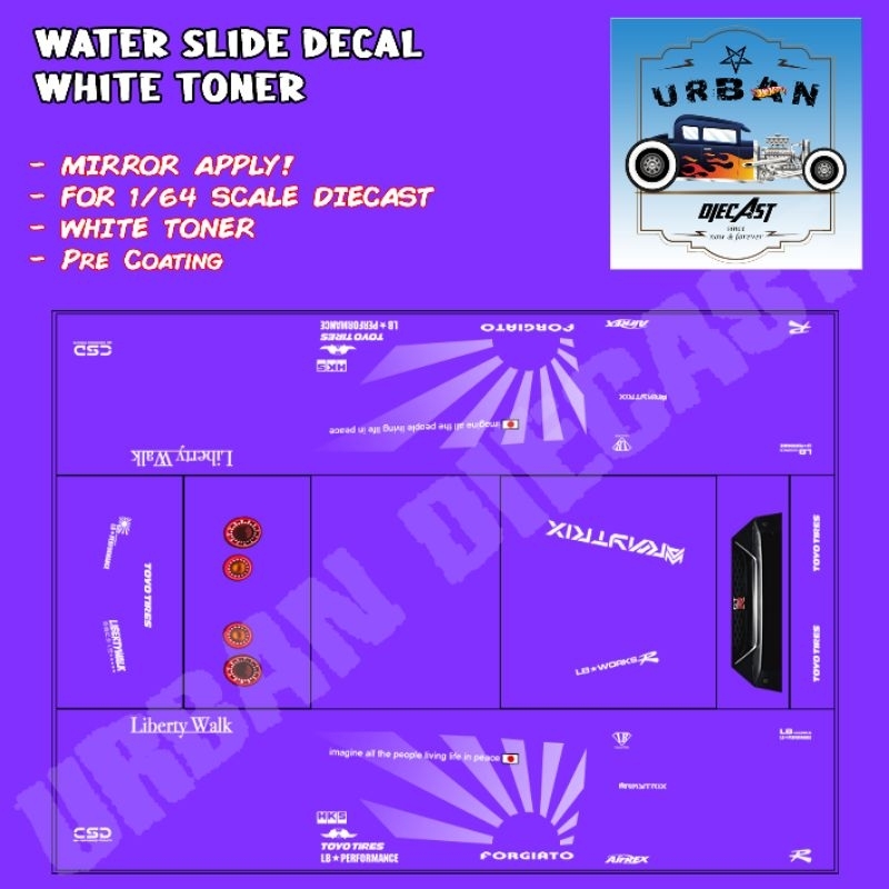 Hot wheels decal white toner R35 LBWK japan sun white