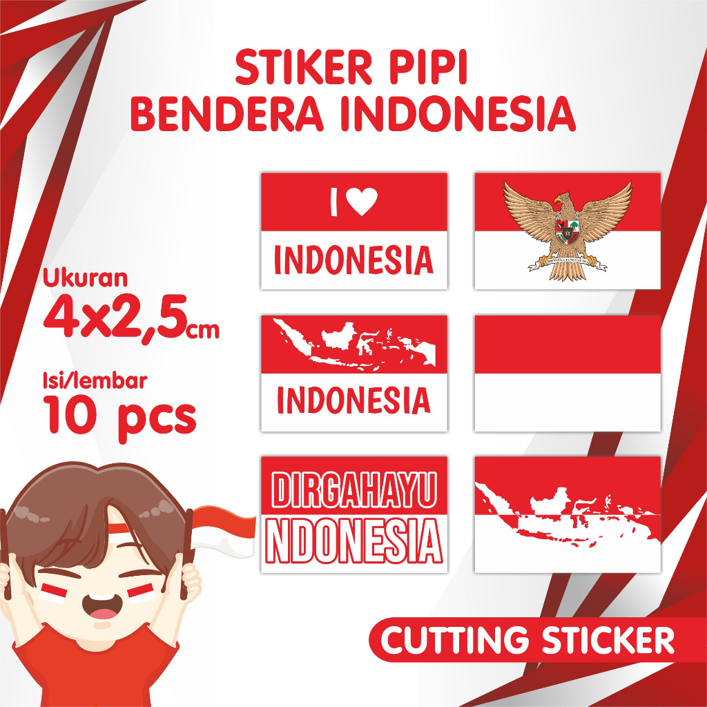 

Stiker Pipi Bendera Indonesia - Sticker Pipi Merah Putih - indonesia 17 agustus