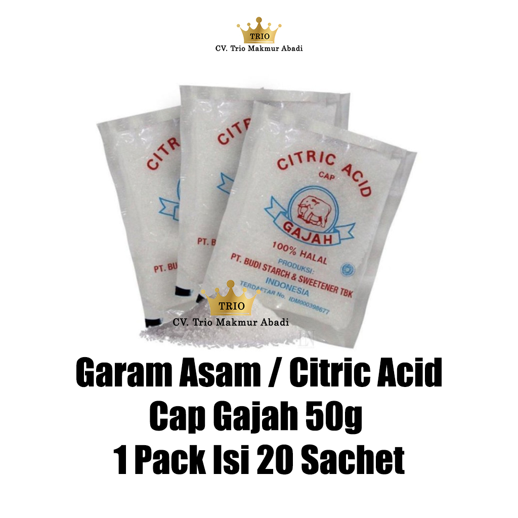 

Garam Asam / Citric Acid Cap Gajah 50g Isi 20