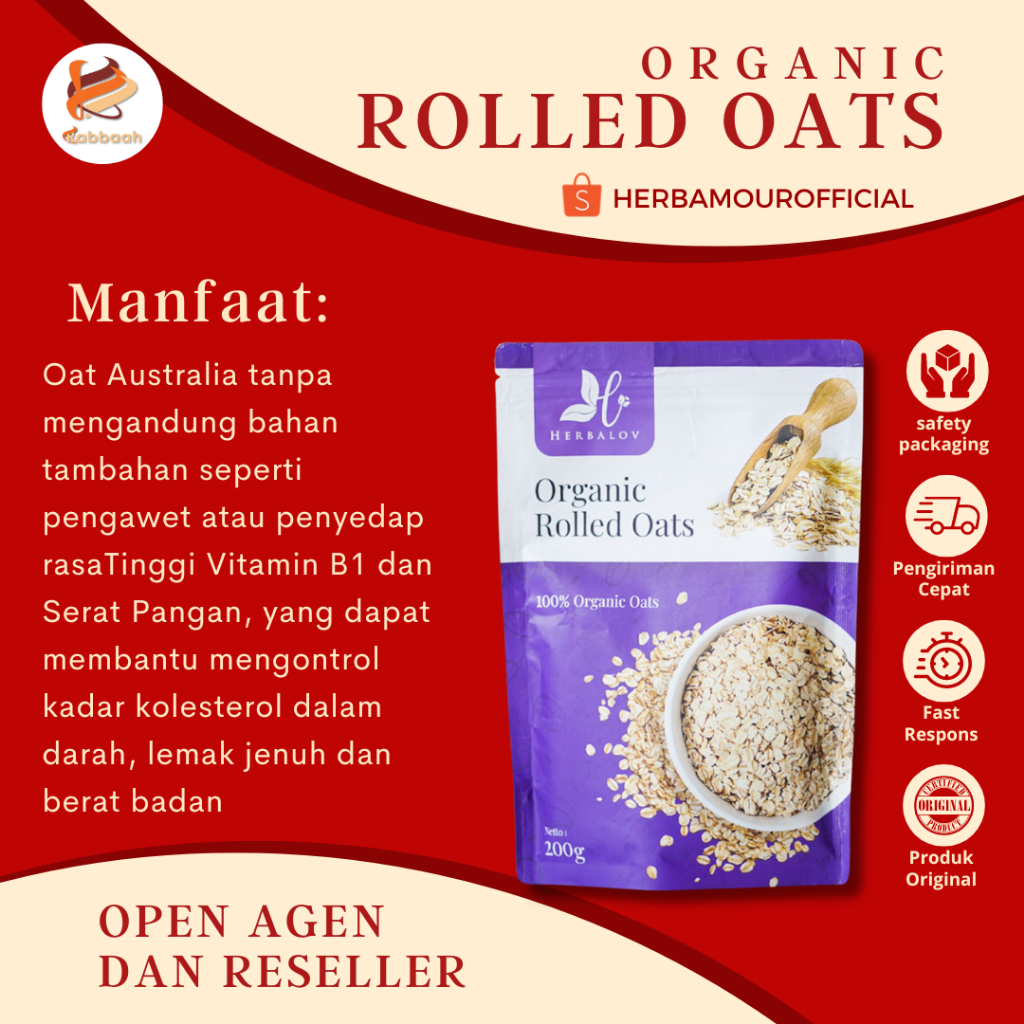 

HERBAMOUR SHOP - HERBALOV ROLLED OAT MAKANAN UNTUK DIET MENGONTROL BERAT BADAN GULA DARAH DAN MENJAGA KESEHATAN PENCERNAAN