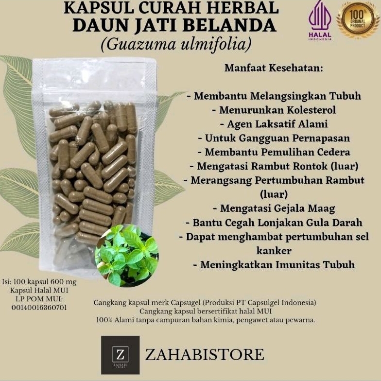 JATI BELANDA 100 Kapsul Curah Herbal Pelangsing Keputihan Detoks Diare