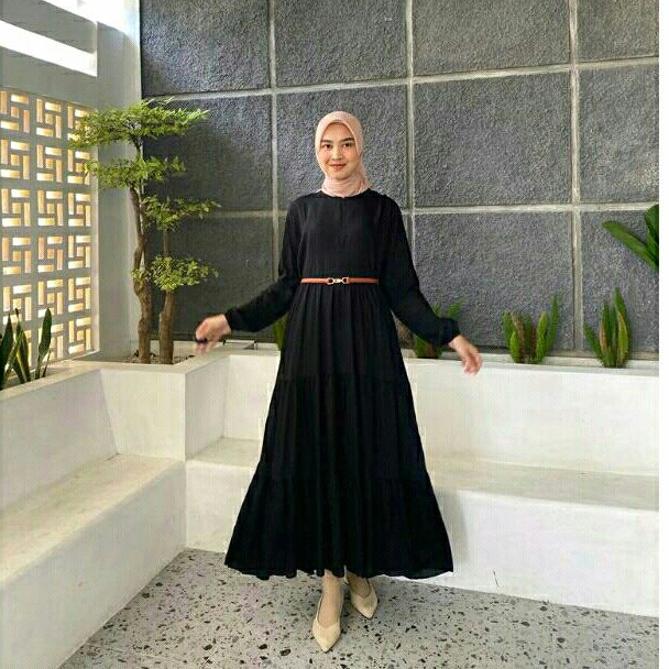 GAMIS BUSUI RAYON DASTER RUMAHAN DRESS BAHAN KATUN COTTON VISCOSE POLOS BASIC MAXI LENGAN PANJANG WA