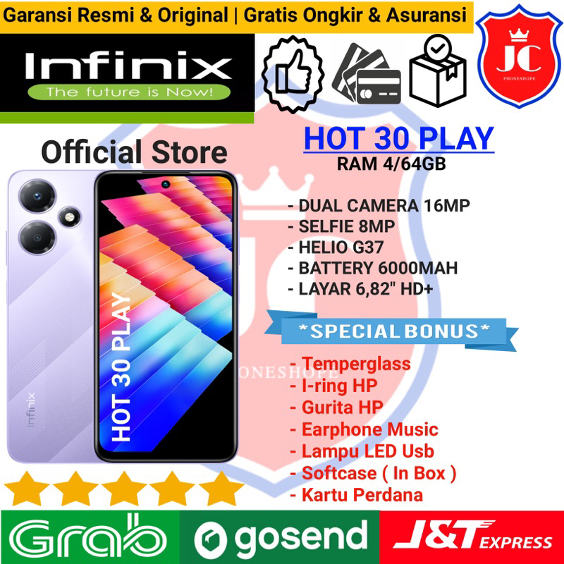 INFINIX HOT 30 PLAY RAM 4/64GB ( 4+4 GB ) GARANSI RESMI INFINIX