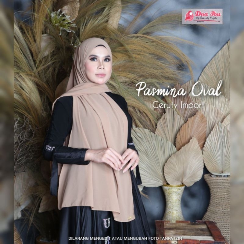Hijab pashima ceruty oval/pashima ceruty/pashmina oval ceruty original doa ibu