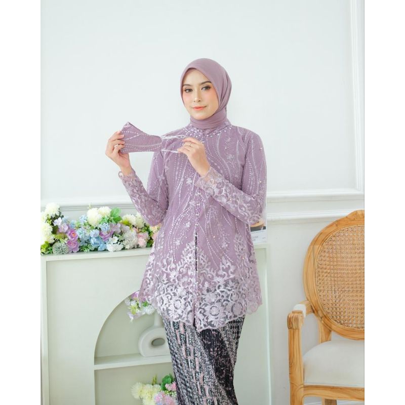 Realpict kebaya kartini tile//brokat modern//setelan kebaya modern