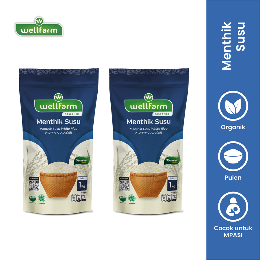 

Beras Organik Menthik Susu 2Kg - WellFarm Beras Menthik Susu Wangi Premium