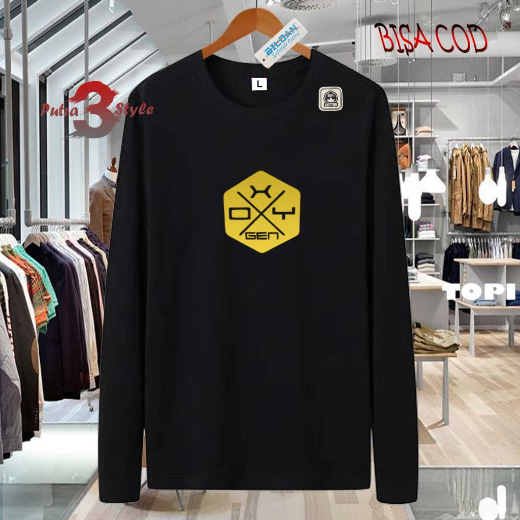 STYLE FASHION DISTRO KAOS LENGAN PANJANG OXYGEN X BLOK TEXT GOLD KAOS UNISEX LENGAN PANJANG TERKEREN