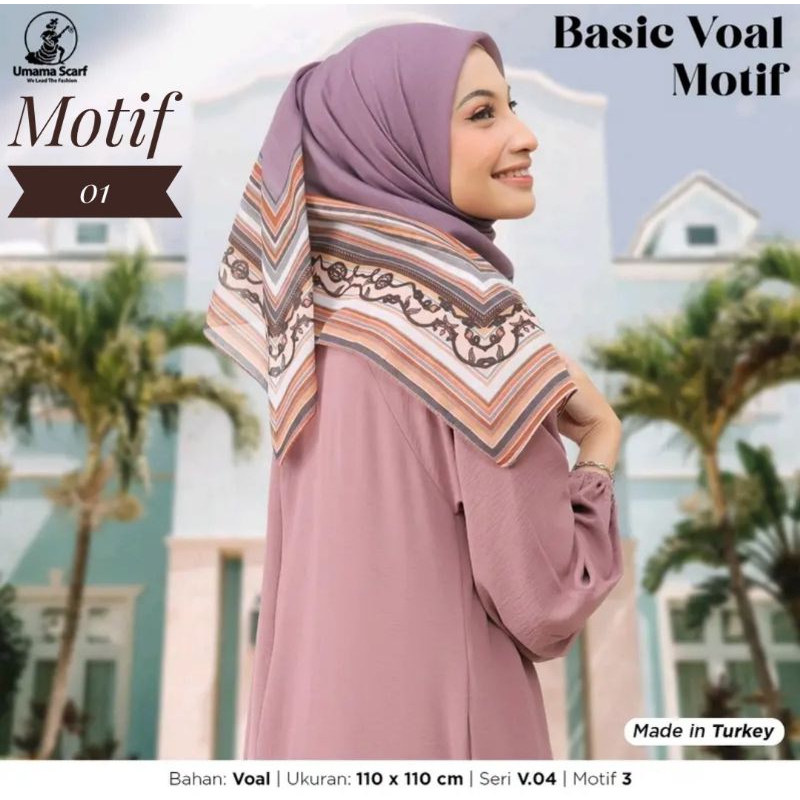 BerMus - Hijab Segi empat voal motif 01 Made in Turkey by umama scarf
