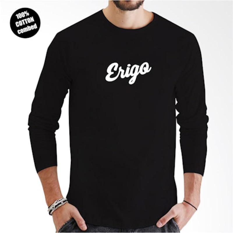 Kaos Distro Lengan Panjang Erigo Logo Putih Super Premium