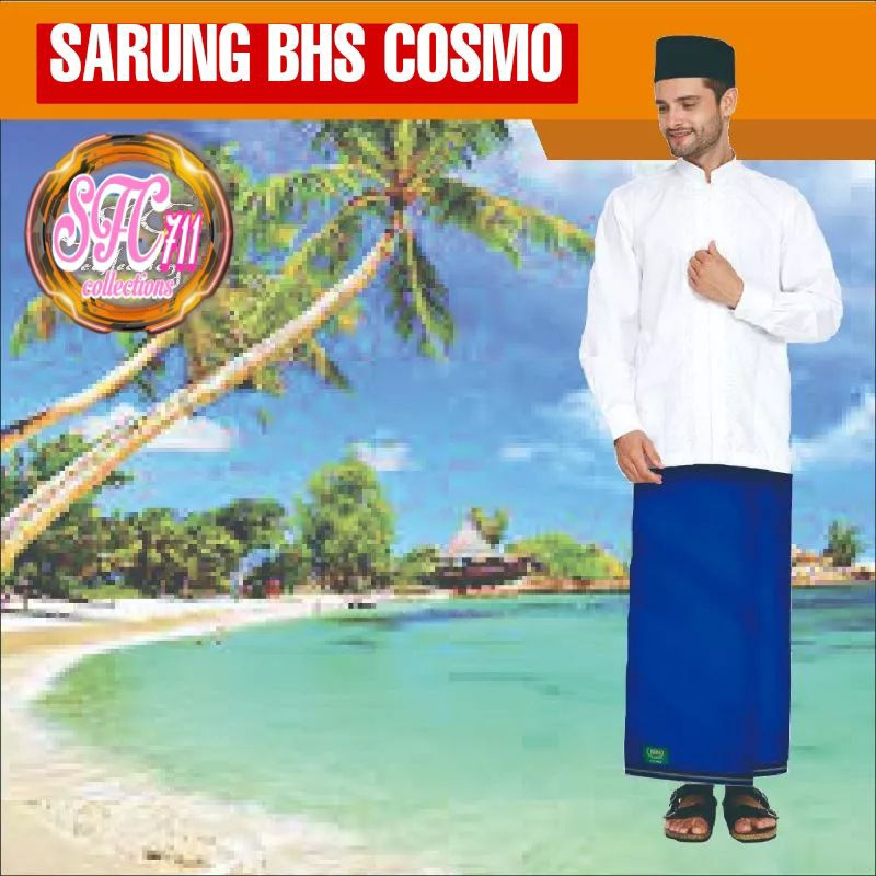 SFC Sarung BHS Cosmo Warna Polos Biru Navy