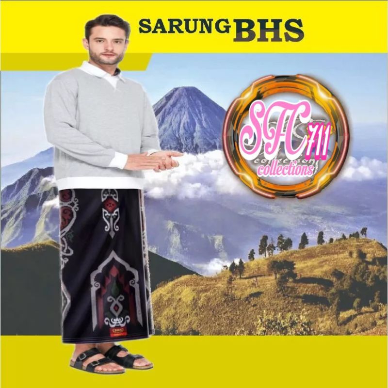 SFCPKE Sarung BHS Infinity Gold Motif PKE Hitam Merah