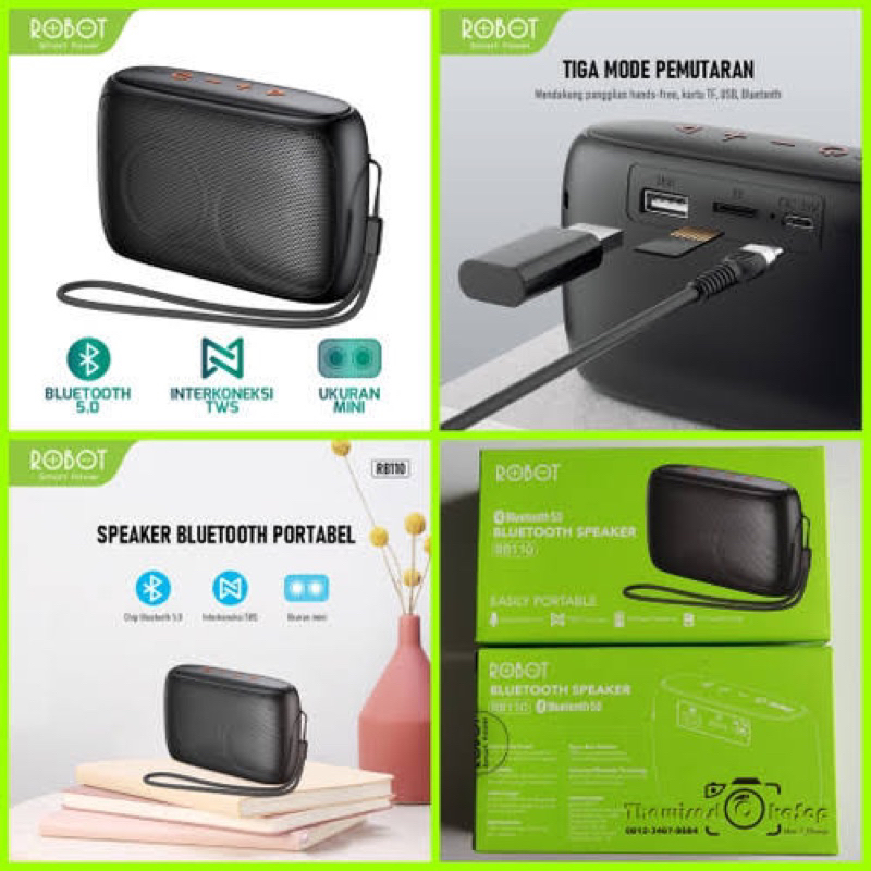 SPEAKER BLUETOOTH ROBOT RB110 /RB100 MUSIC BOX PORTABLE WIRELESS SUPER BASS MINI STEREO