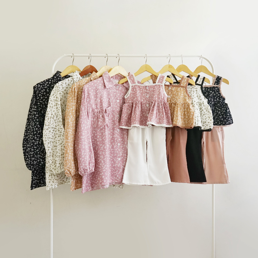 Lily Couple Set Baju Kembar Ibu Anak Balita Setelan motif lengan panjang hijab 1 2 3 4 5 tahun cia k