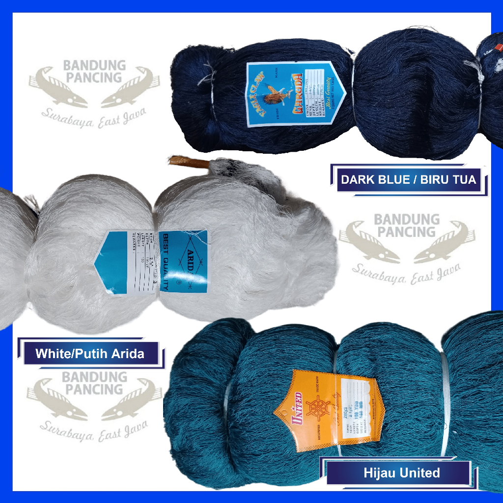 Jaring Nilon ukuran 21/2 inch D3 100x100 yard United, Arida, Garuda