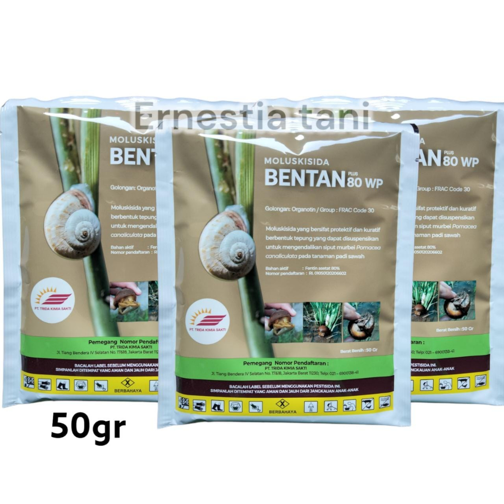 Bentan 80WP Coklat 50gr Moluskisida racun keong sawah Fentin Asetat 80% Trida Kimia Sakti