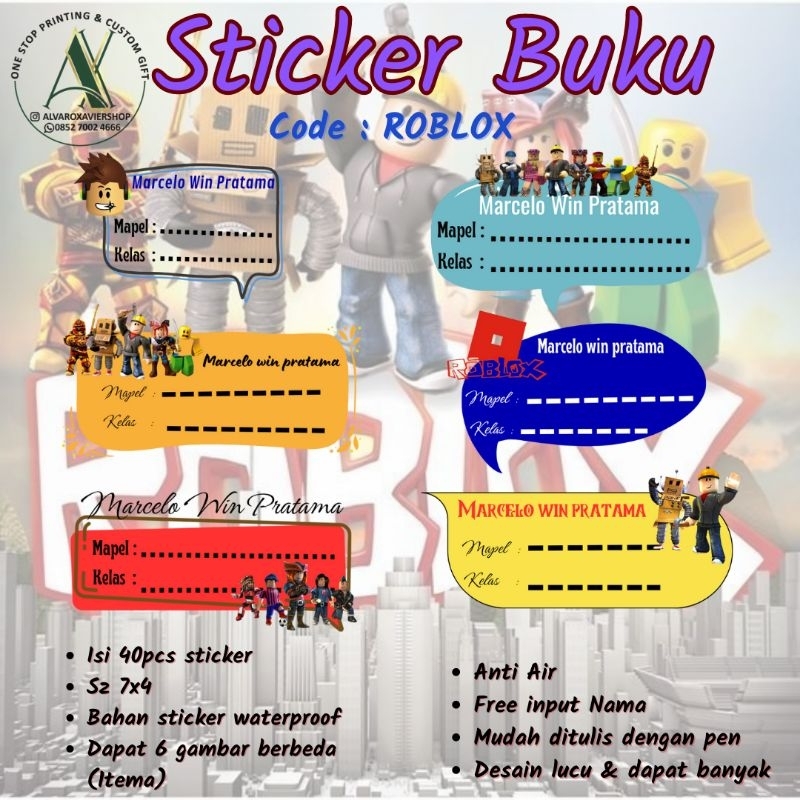 

custom sticker buku waterproof, sticker buku sekolah isi 40pcs spiderman roblox hellokitty frozen kuromi doraemon