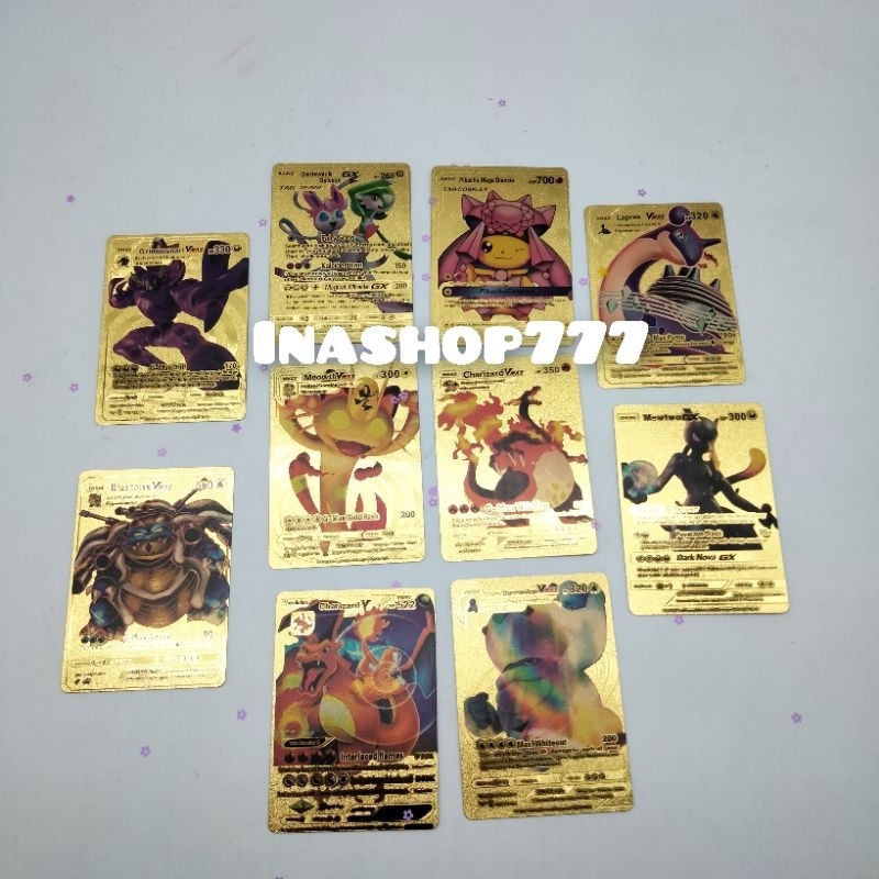 Kartu Pokemon Bahasa Inggris / Pokemon Card Gold Bahan Metal