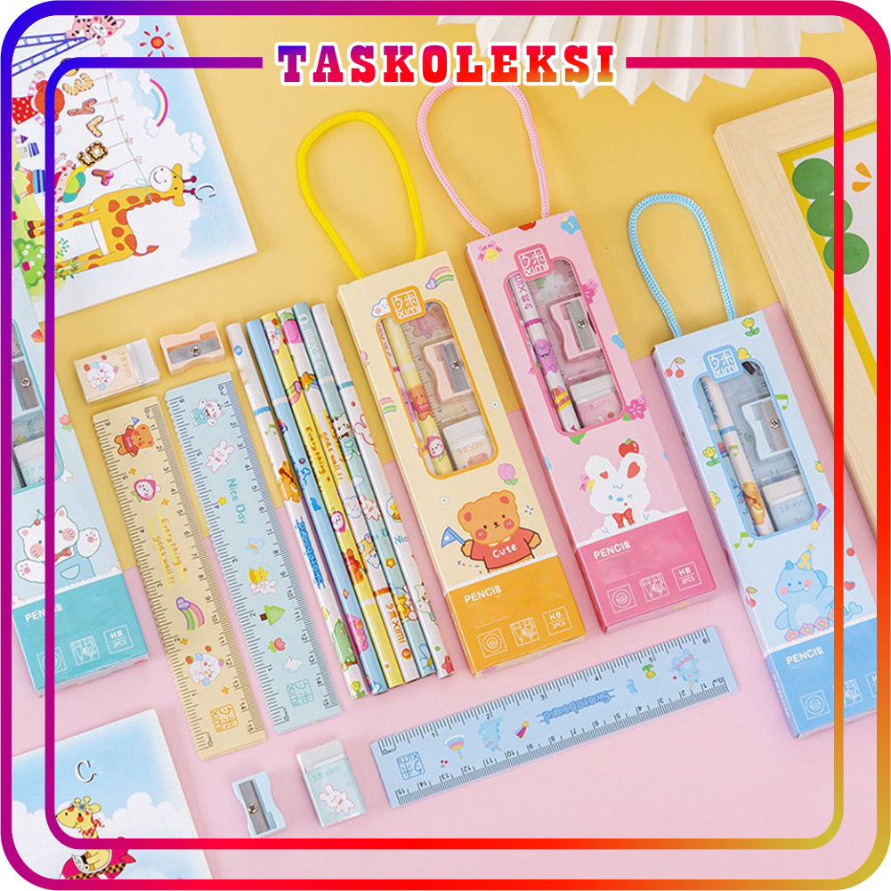 

☛TK☚ PENSIL SET/SET ALAT TULIS SEKOLAH 5 in 1 KARAKTER LUCU S084