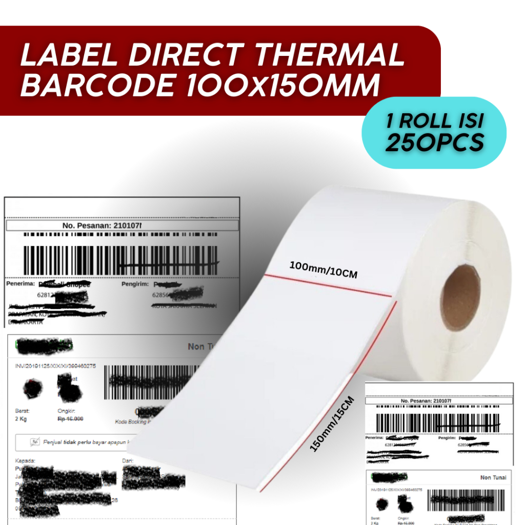 

Label Barcode Direct Thermal 1 Kolom 100x150mm [250 PCS] Resi marketplace