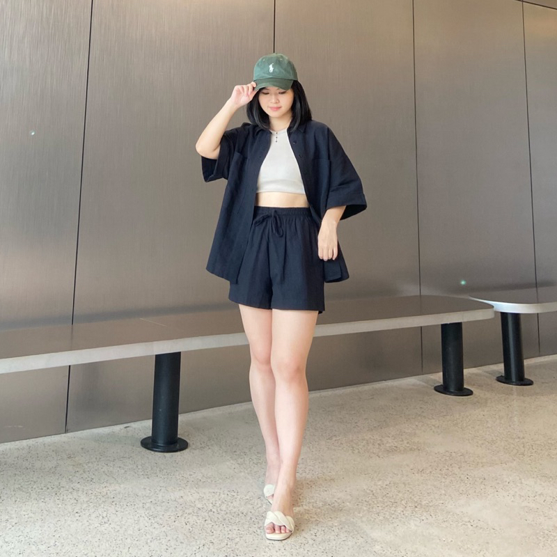 Rosie Linen Set - Linen Set (Setelan Kemeja + Celana Pendek) Kemeja Linen Top Linen Wanita Set Wanit