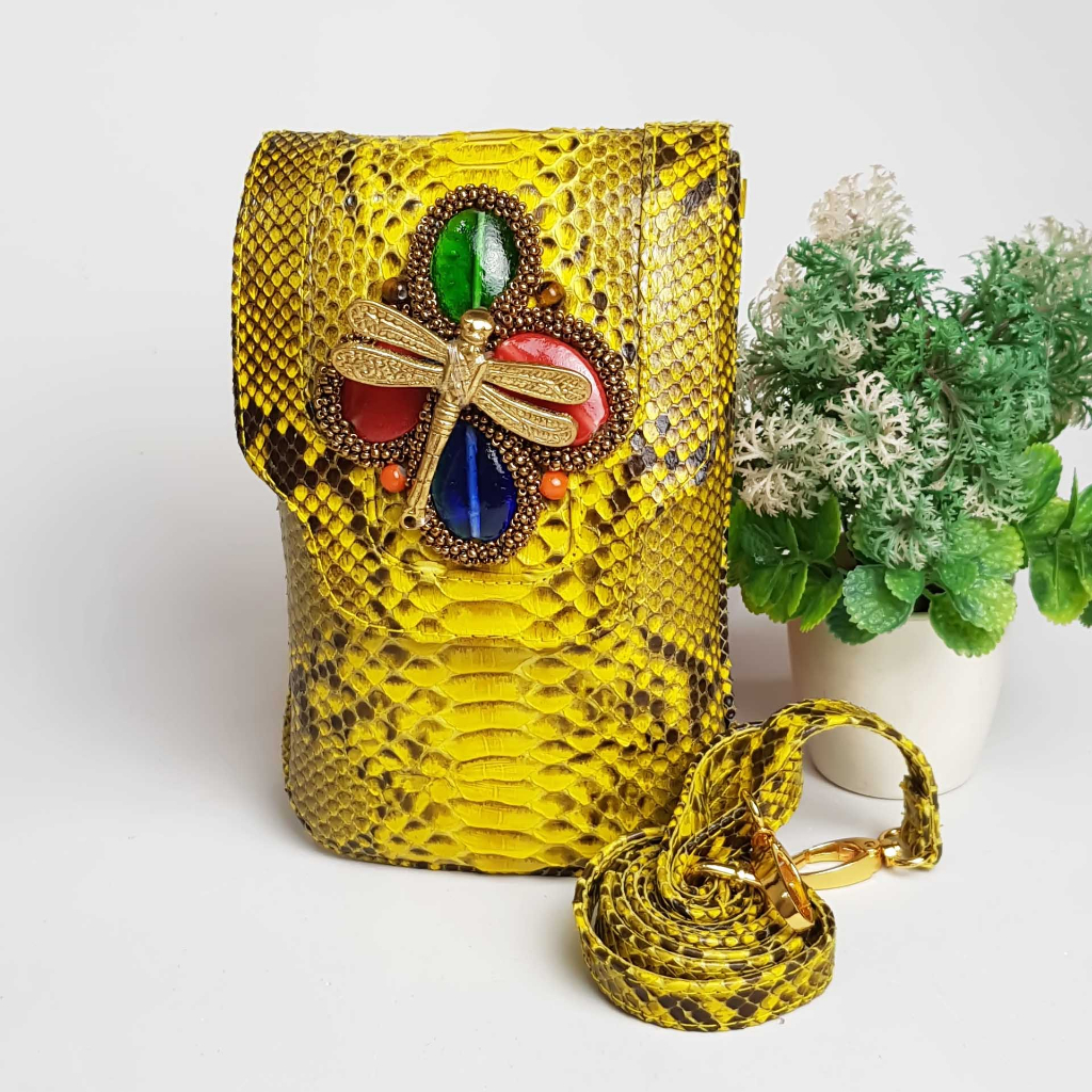 Clutch Hp Multifungsi Kulit Ular Luna Handmade Asli Bali