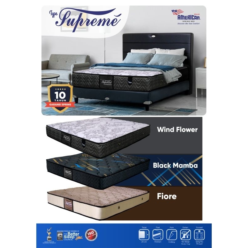 American Pillo Matras Kasur / Spring Bed Set Type Supreme 160