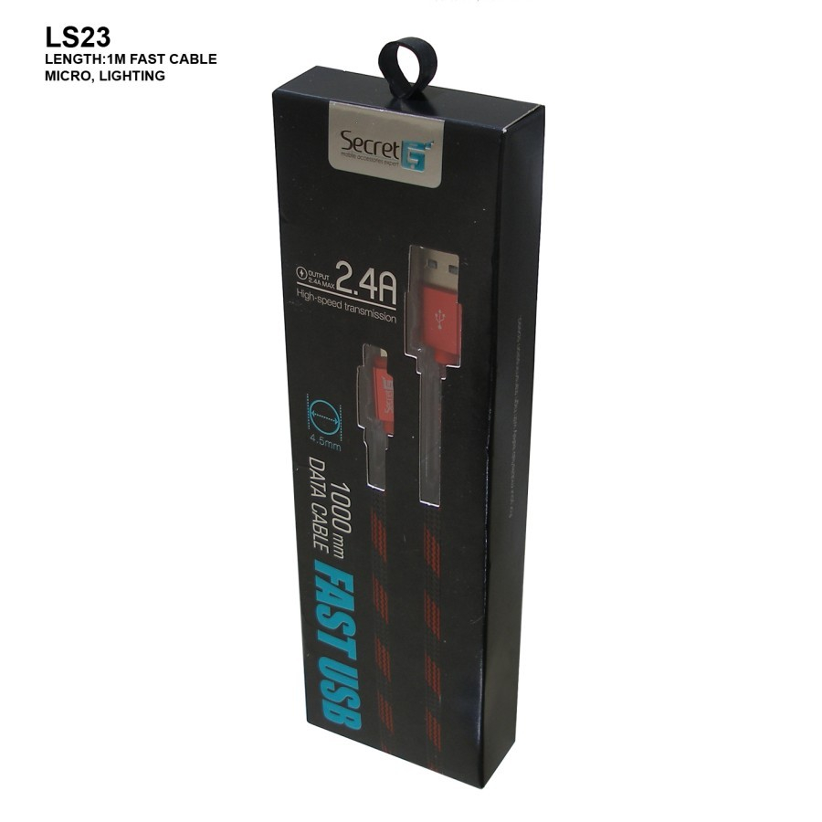 Kabel Usb-A to lightning secret g Charge sync 1m 2.4A fast charging Ls-23 - Cable data 100cm 1 meter