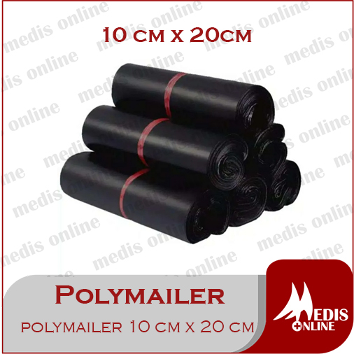 Polymailer Hitam HD Ekonomis 10X20 isi 100 pcs - Polymailer Lem / Plastik Polymailer Hitam LDPE [10x