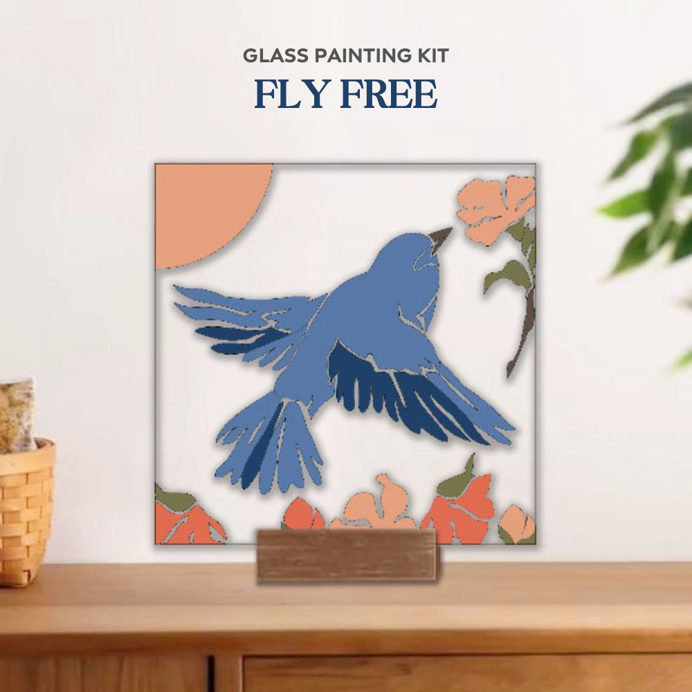 

Fly Free : Glass Painting Kit - by Aeratherapy | DIY Painting Kit - Paint by Numbers Akrilik - Paint Acrylic Kit - Lukisan Burung DIY