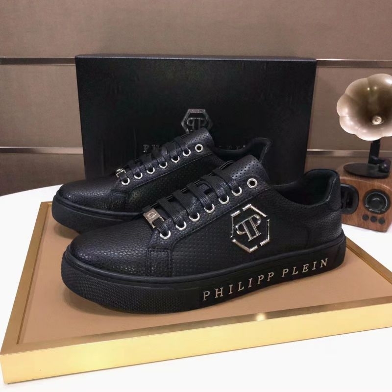 sepatu kulit pria pp hitam sneaker cowok philipp plein men shoes new p1shoes
