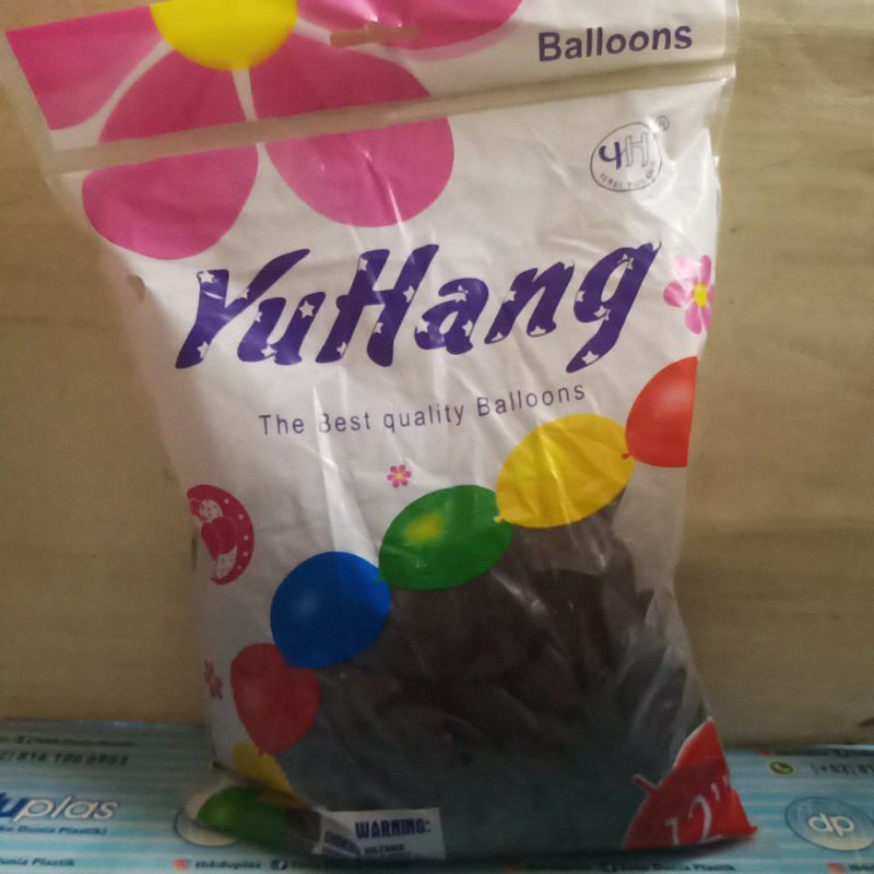 Balon Latex Hitam 12" YuHang isi 10 pcs