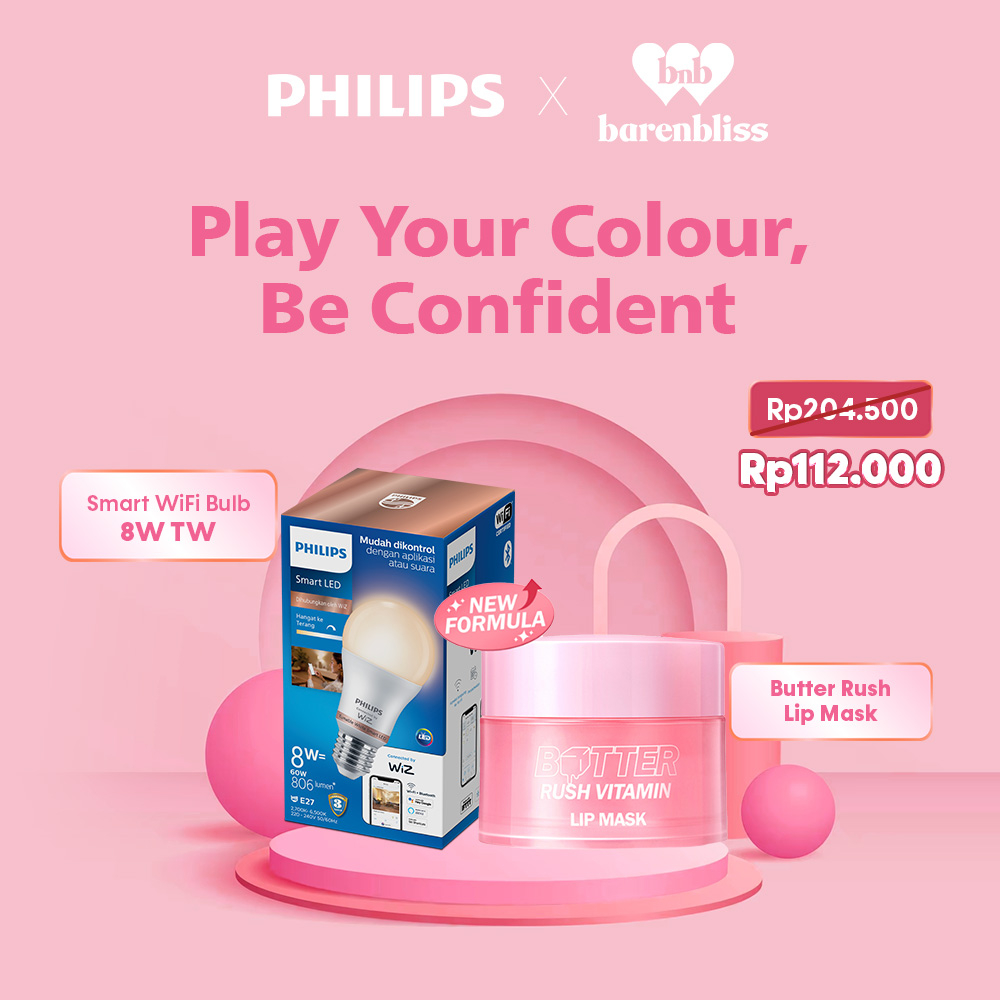 Philips Lampu Smart WiFi LED 8W With Bluetooth White &amp; Barenbliss Butter Rush Vitamin Lip Balm