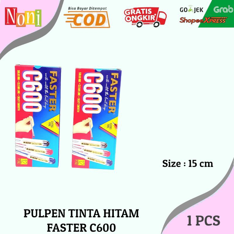 

Bolpen Pulpen Pen FASTER C600 1 pack isi 12 pcs Hitam