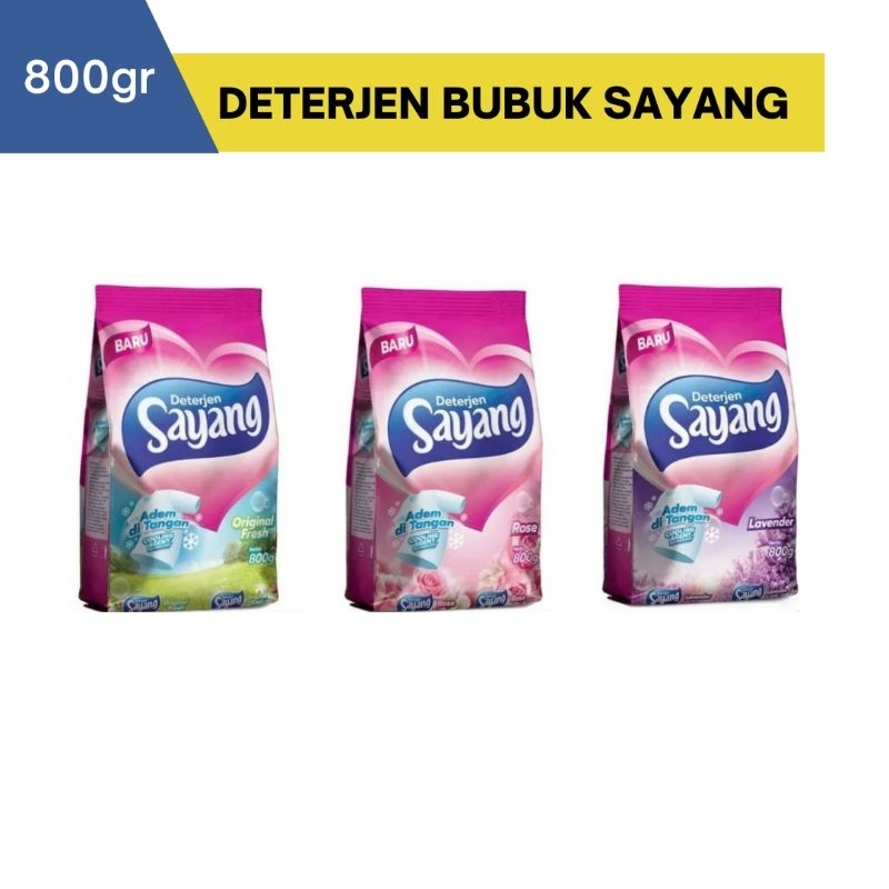 DETERJEN SAYANG 800GR | DETERJEN BUBUK SAYANG | SABUN CUCI SAYANG 800GR | DETERJEN SAYANG KEMASAN 80