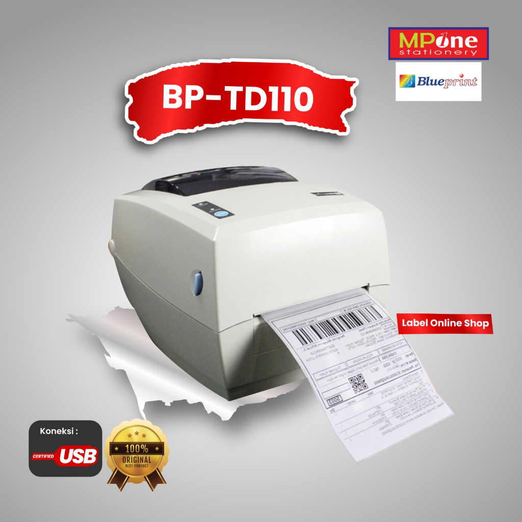 Printer Barcode Thermal / Printer Barcode Thermal Label Resi A6 BLUEPRINT TD110 - USB