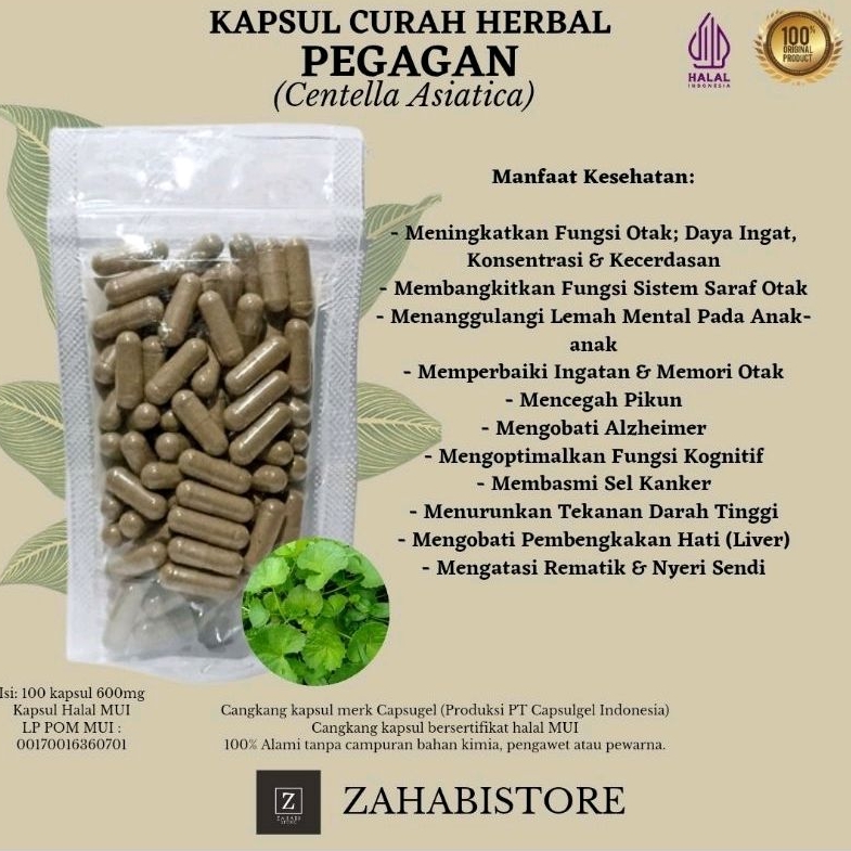 PEGAGAN Antanan 100 Kapsul Herbal suplemen Otak Alzheimer Strech Marks