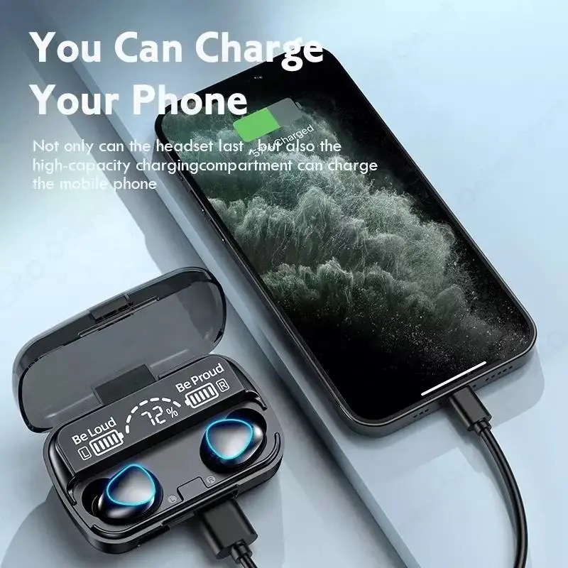 【COD】M10 TWS Headphone  Wireless  Bluetooth 5.3 In Ear low-latency Earphone  Mikrofon Stereo Calling With 3500mAh  Powerbank - EP18-1