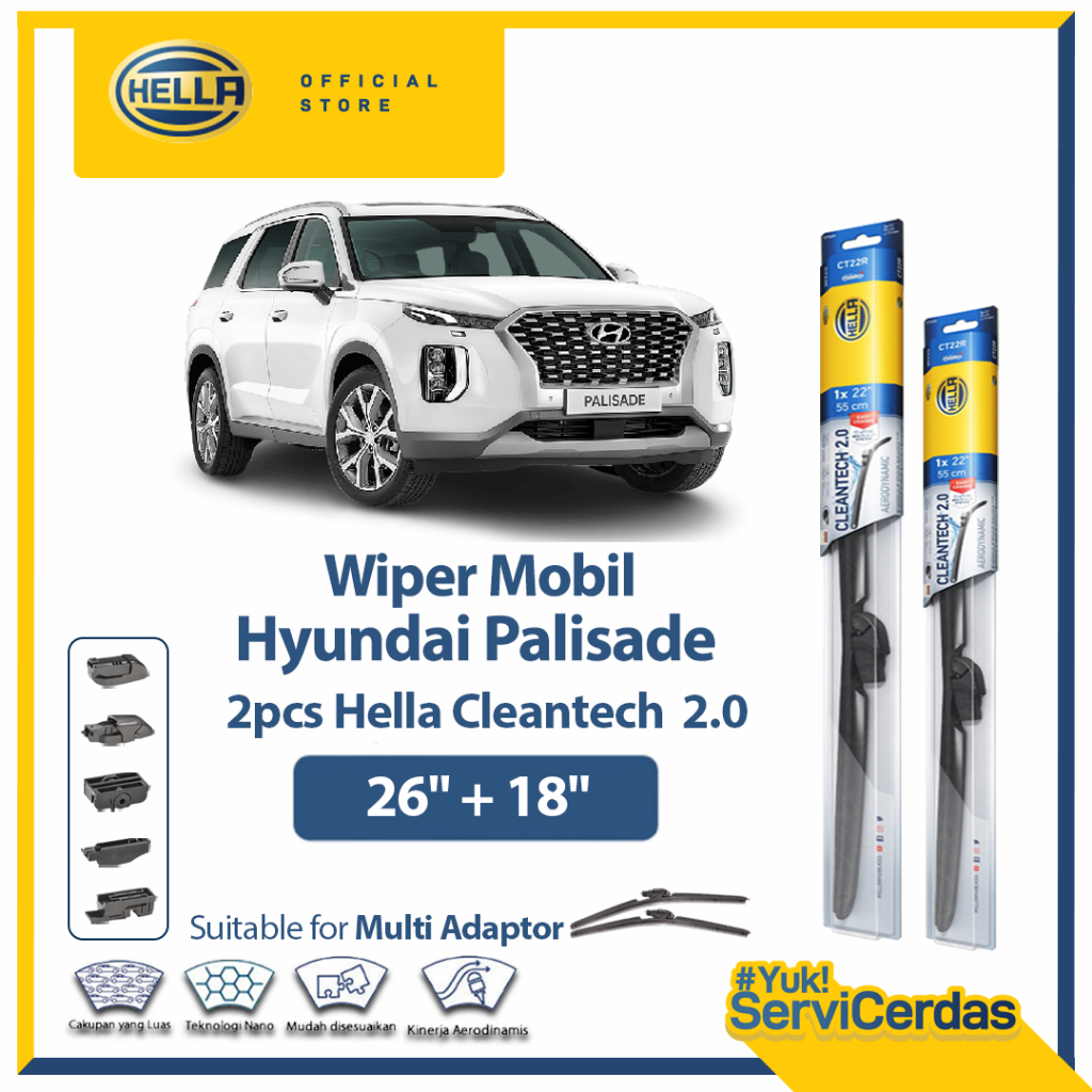 Wiper Mobil HYUNDAI Palisade (26”+18”) - HELLA Cleantech 2.0