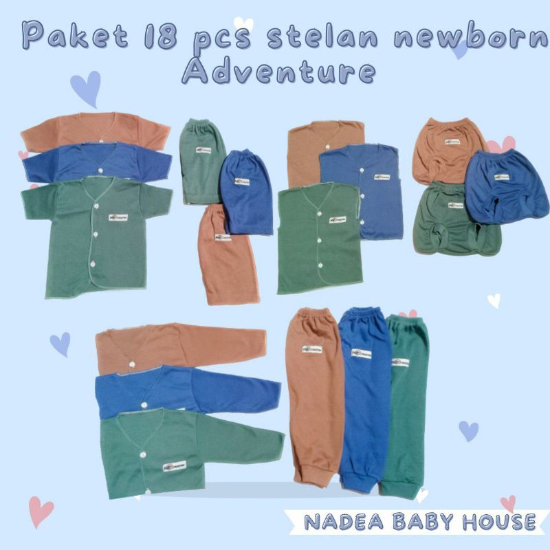 	 Series Adventure - 18 PCS Paket Lahiran Setelan Baju Bayi Celana Bayi Baru Lahir Baju Newborn Gift Set Baby SNI - Series Adventure	