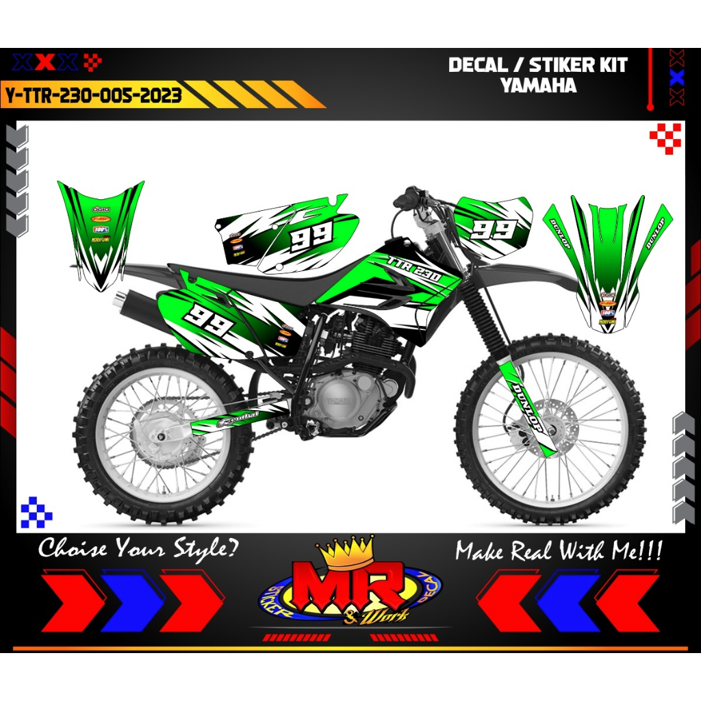 Decal Kit Stiker Motor Yamaha TTR 230 Decal Race Tracker Motocross